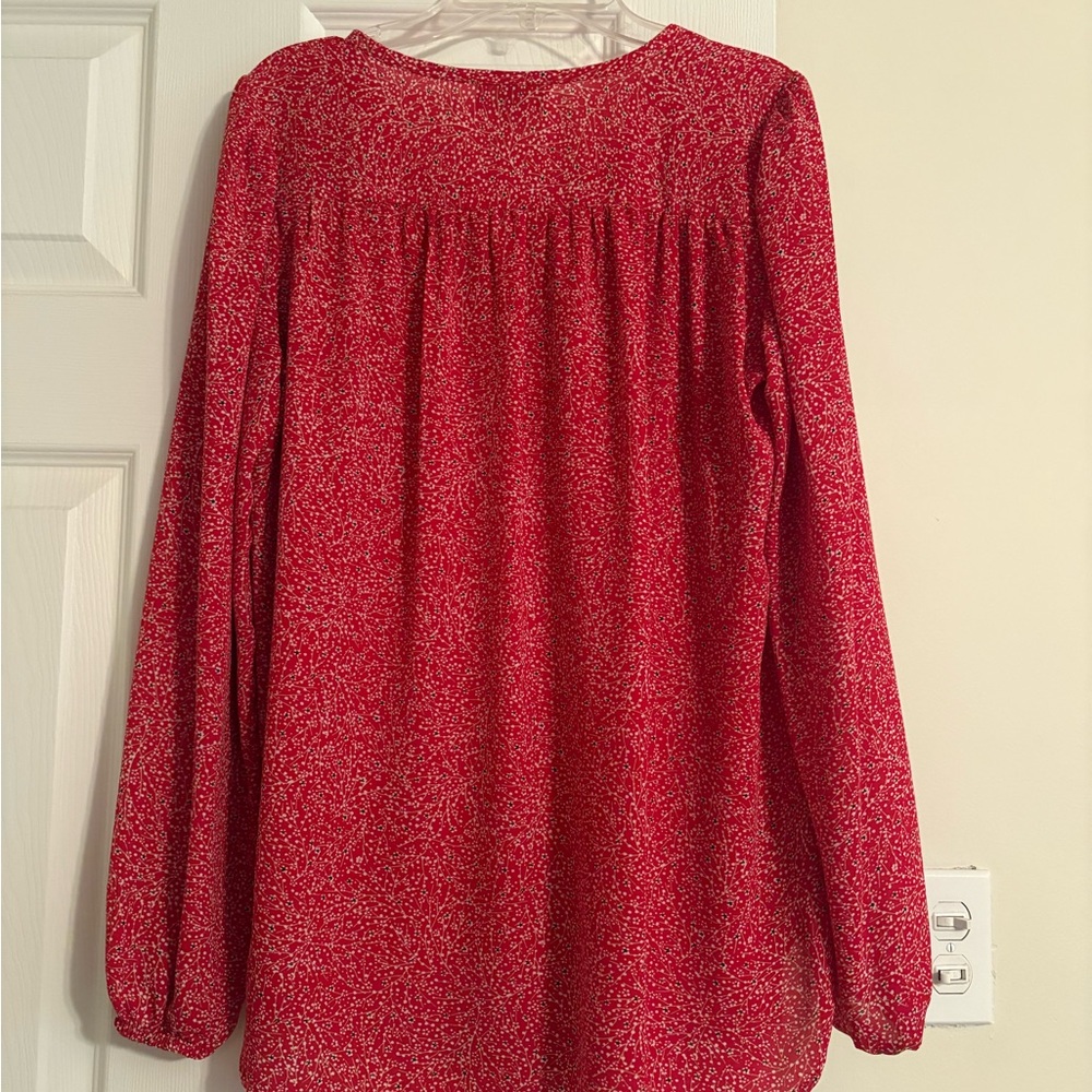 LOFT Red Patterned Blouse - Picture 3 of 3
